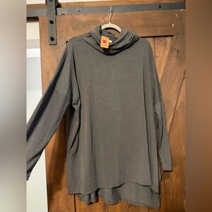 Zenana Outfitters Charcoal Cowl Neck Blouse